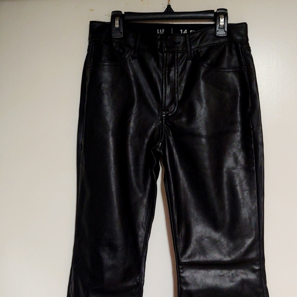 Gap Girl's Flare High Waist Faux Leather Jeans